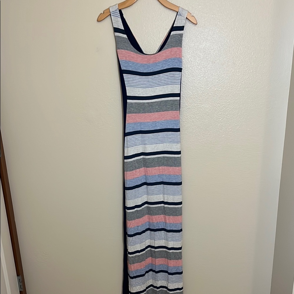 NWT Gilli Mitchel Knit Striped Sleeveless Maxi Summer Open Back Sundress